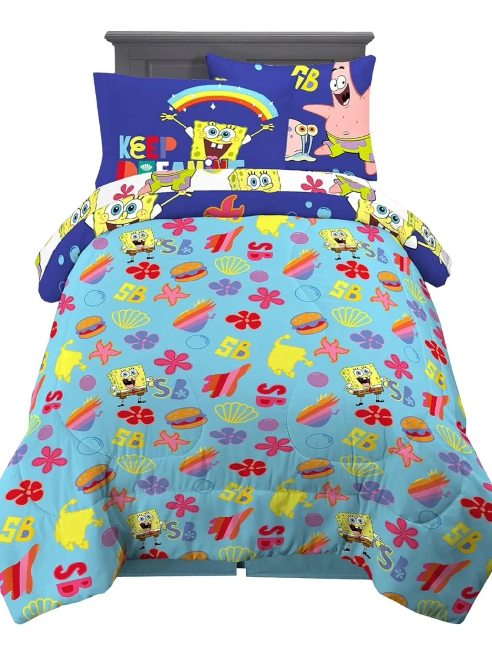 SpongeBob SquarePants Twin 5 Pc Kids Bedding Set Comforter Pillowcase Sheets New